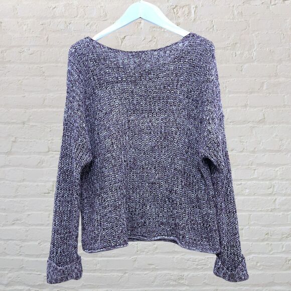 PINK Victoria's Secret XS Purple Marled Knit Oversized Cropped Sweater - Picture 3 of 15